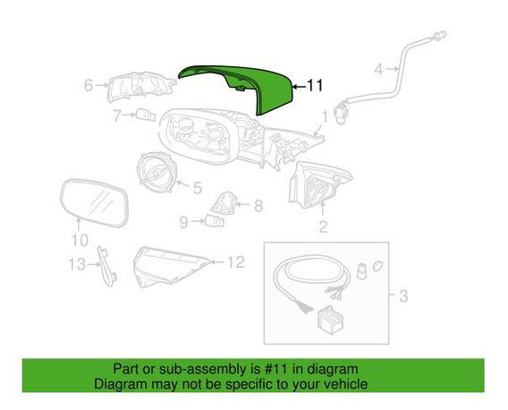 Volvo Door Mirror Cover - Passenger Side Upper (Color Code 019 - Black) 39853109